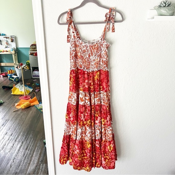 Anthropologie Dress Women's Medium Abel the Label Paisley Tiered Smocked Maxi - Picture 8 of 9